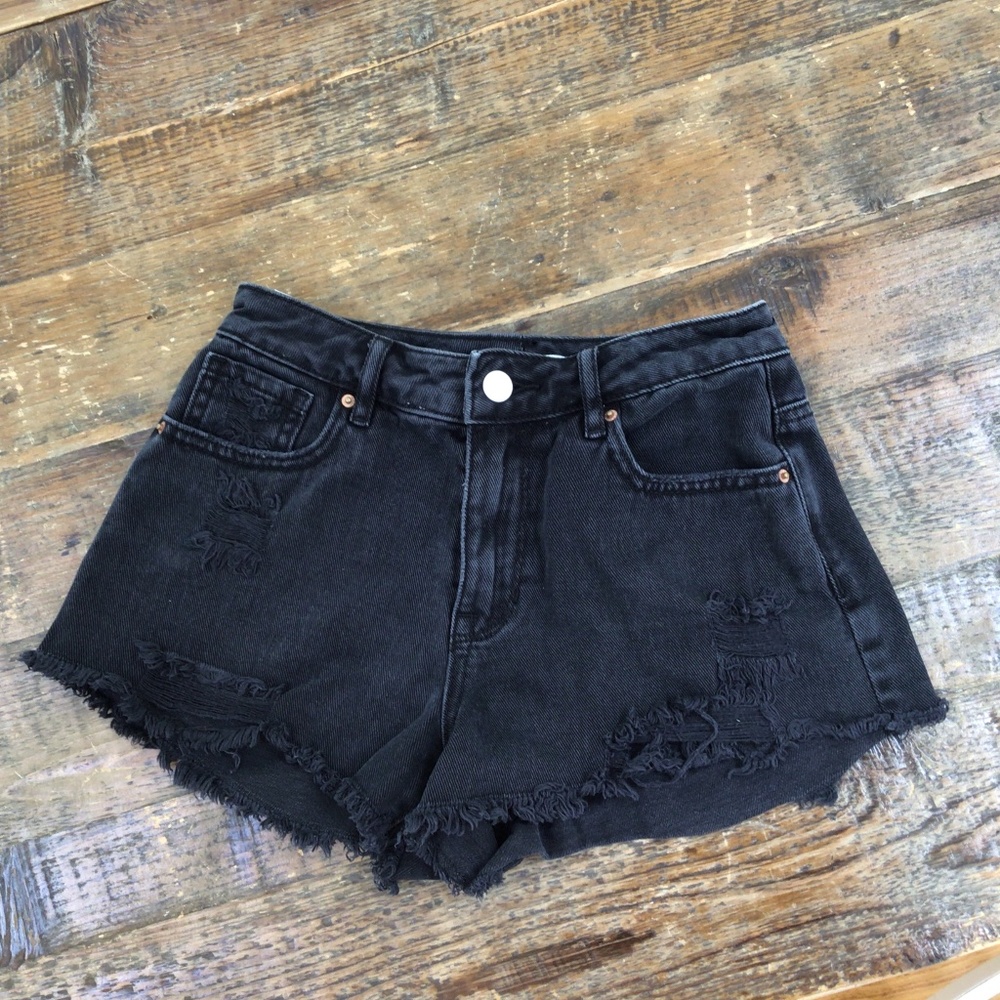 Pacsun Black Distressed Festival Shorts